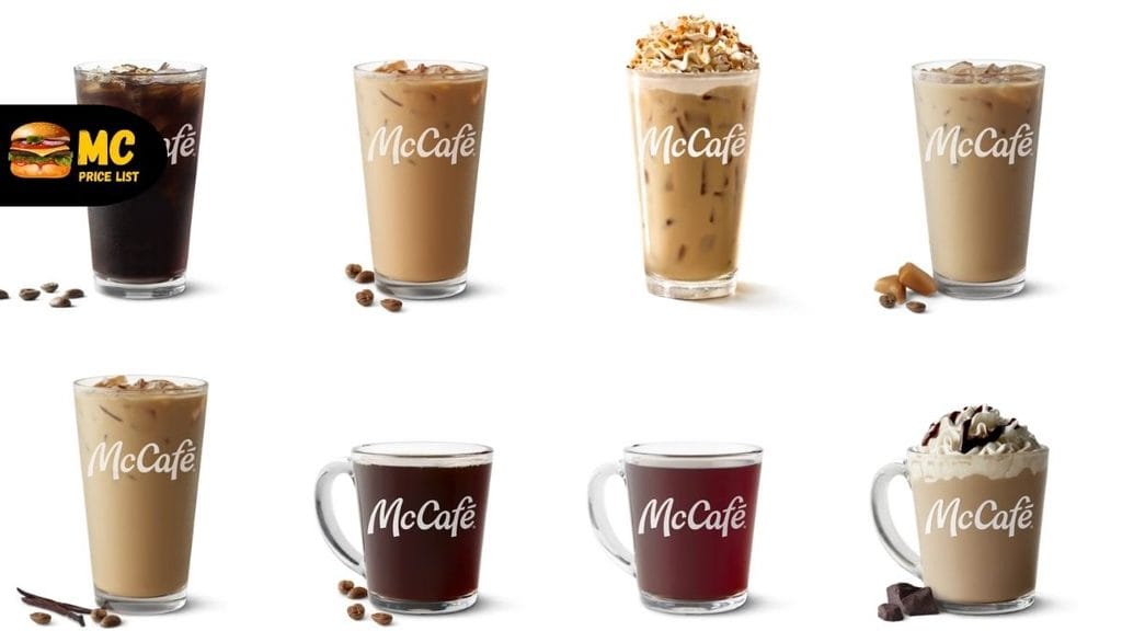 McDonalds McCafe Hot Coffees & Lattes Menu Prices