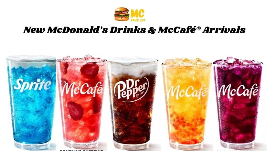 McDonalds new Drinks & McCafe Orders Menu Prices USA